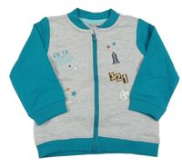 Sivo-azurová prepínaci mikina s raketou a nápismi Ergee