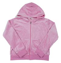 Ružová plyšová prepínaci mikina s kapucňou H&M