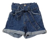 Modré riflové papar bag kraťasy s páskem Denim Co.