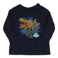Tmavomodré tričko s dinosasurem