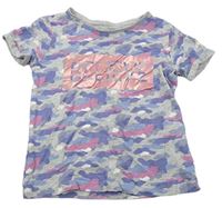 Sivo-modro-ružové army tričko s nápisom Primark