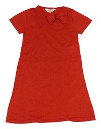 Červené třpyřtivé svetrové šaty s mašlou H&M