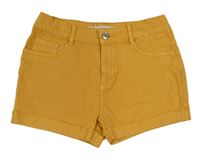 Okrové rifľové mid rise kraťasy Denim Co.