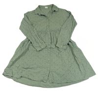 Khaki plátěné propínací šaty s puntíky Cool Club