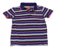Modro-šedo-růžové pruhované polo tričko Bluezoo 