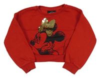 Červená crop mikina s Minnií Disney
