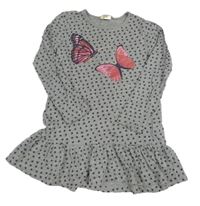 Šedá melírovaná tunika s motýlky a hvězdičkami Kids