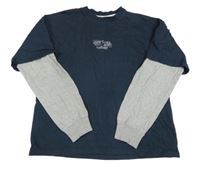 Tmavomodro-sivé tričko s nápisom Next vel. 16 let