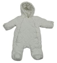 Bílá prošívaná zateplená kombinéza s kapucí George 