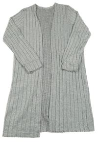 Šedý žebrovaný svetrový cardigan 
