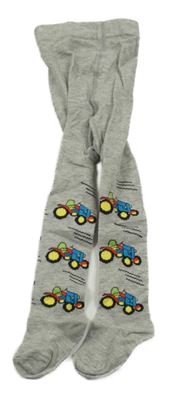 Šedé punčocháče s traktory 