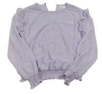 Levandulová šifonová halenka s puntíky a volánky H&M