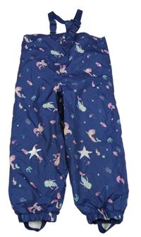 Tmavomodré šusťákové podšité laclové kalhoty s mořskými vílami Impidimpi
