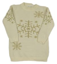 Smotanový dlhý sveter s vločkami Shein