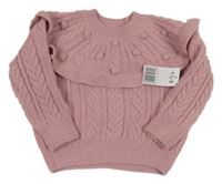 Nové - Světlerůžový vzorovaný svetr s volánky Matalan