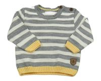 Sivo-bielo-žltý pruhovaný sveter Milon