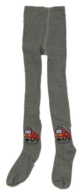 Šedé punčocháče s hasičskými auty 