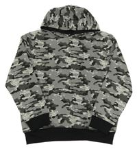 Sivo-biela army mikina s kapucňou Fluid