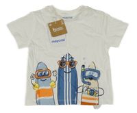 Nové - Bílé tričko se surfy Mayoral