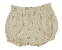 Smotanové bavlnené kraťasy s kvietkami H&M