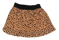 Broskvovo-čierna vzorovaná plisovaná sukňa