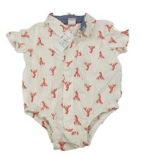 Nové - Bílé košilové body s humry 