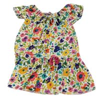 Farebné kvietkovane šaty s mašličkou