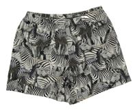 Čierno-biele vzorované bavlnené kraťasy so zebrami Jado