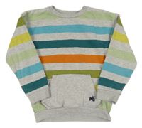 Šedo-barevná pruhovaná mikina s klokankou Nutmeg