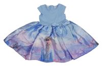 Modro-fialové teplákovo/saténové šaty s Elsou H&M