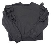 Sivá crop mikina s volánikmi H&M