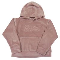 Staroružová plyšová mikina s logom a kapucňou Barbie