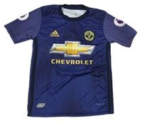 Tmavomodrý vzorovaný funkčné futbalový dres Manchester United a číslom Adidas