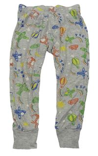 Sivé melírované pyžamové nohavice s lietadly a balony zn. George