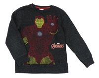 Čierna melírovaná mikina s IRON MAN Next