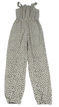 Světlebéžovo-čierny bodkovaná ý nohavicový overal zn. H&M