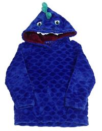 Zafírová plyšová mikina s kapucí - dinosaurus Snooze Time