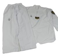 2Set - Bílé pruhované kimono s nášivkami 