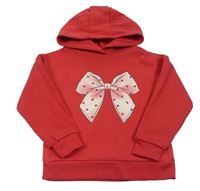 Jahodová mikina s mašlou so srdiečkami a kapucňou PRIMARK