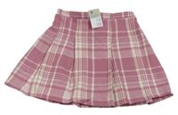 Nové - starorůžovo-svetloružová -smotanová kockovaná sukňa PRIMARK