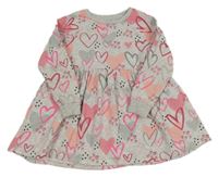 Sivé melírované teplákové šaty so srdiečkami St. Bernard