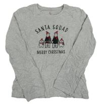 Sivé melírované pyžamové vianočné tričko s medvedíkmi a nápismi Lily & Dan