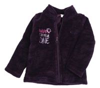 Lilkovo-tmavomodrá melírovaná plyšová bunda s nápismi lupilu