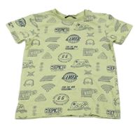 Limetkové tričko s ovladači a sluchátky a nápisy George