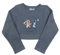 Tmavošedé žebrované crop mikinotriko se Stitchem a Angelou PRIMARK