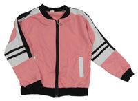 Ružovo-bielo-čierna prepínaci mikina s pruhmi