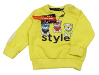 Nové - žltá mikina s medvedíkmi a nápisom SMALL GANG