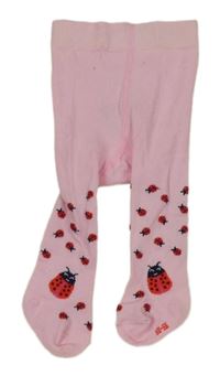 Světlerůžové punčocháče s beruškami 