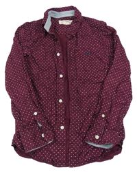 Vínová košile s tečkami a výšivkou H&M