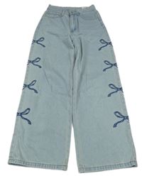 Světlemodré wide leg rifle s mašlemi DAZY